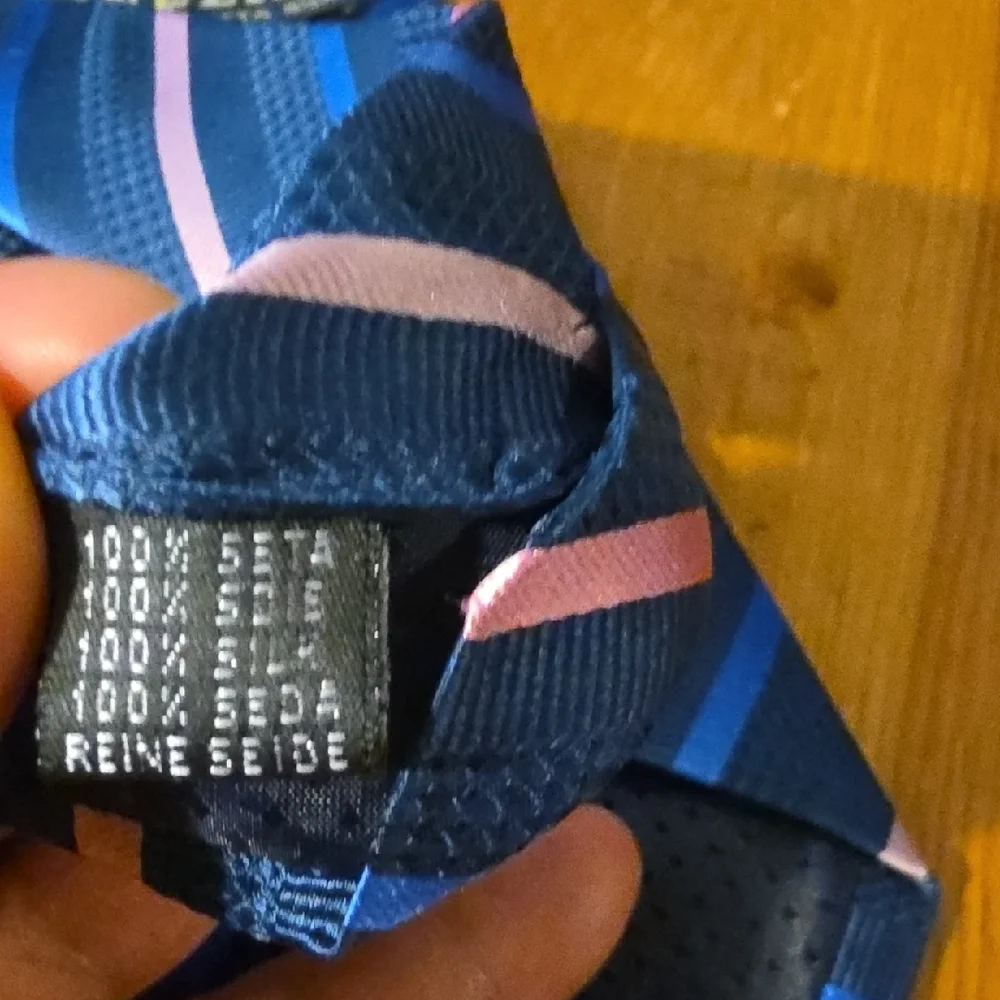 Venezia Navy and Pink Diagonal Striped Tie - Picture 7 of 11